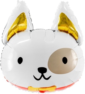 Шар (23''/58 см) Фигура, Голова, Милый Щенок, Белый, 1 шт.