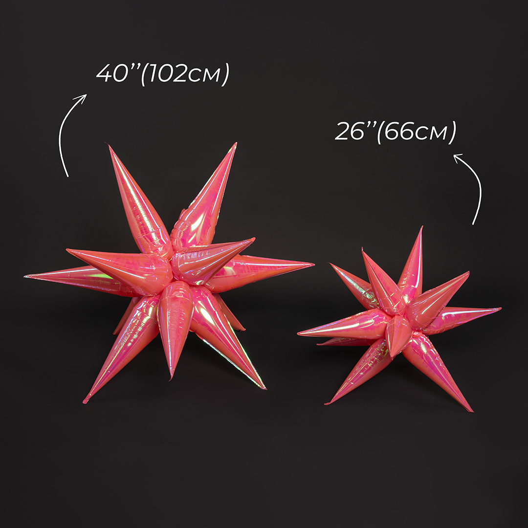 Шар 3D (26''/66 см) Звезда, Составная, Розовый, Хамелеон, 1 шт. в уп.