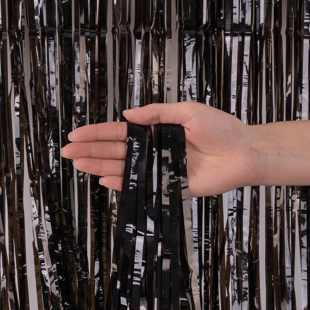 Занавес Дождик Черный, Лаковый, 100*200 см, 1 шт.