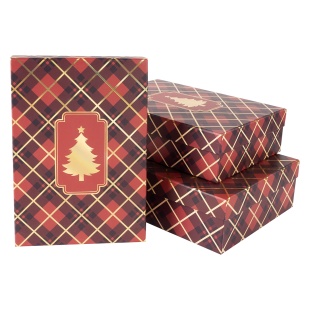 Набор коробок Стильный Новый Год, Красный, Металлик, 33*23,5*9 см, 3 шт. в упак. 