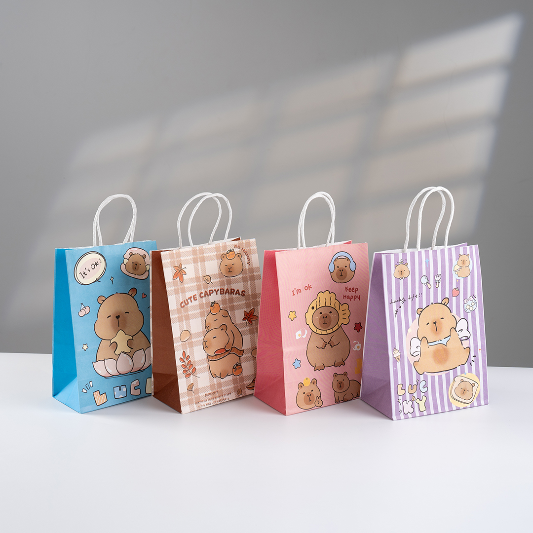 Пакет подарочный, Крафт 120гр, Капибары, Дизайн №1, 21*15*8 см, 1 шт.