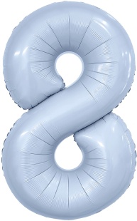 Шар (40''/102 см) Цифра, 8 Slim, Небесный, 1 шт. в уп.