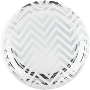 Тарелки (7''/18 см) Зигзаги, Белый/Серебро, Металлик, 6 шт.