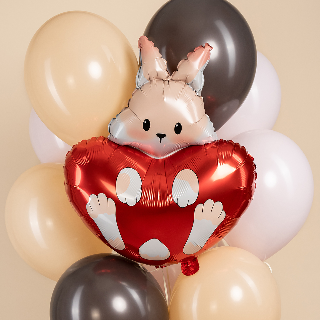 Шар (21''/53 см) Фигура, Зайка с сердечком, 1 шт. в уп.