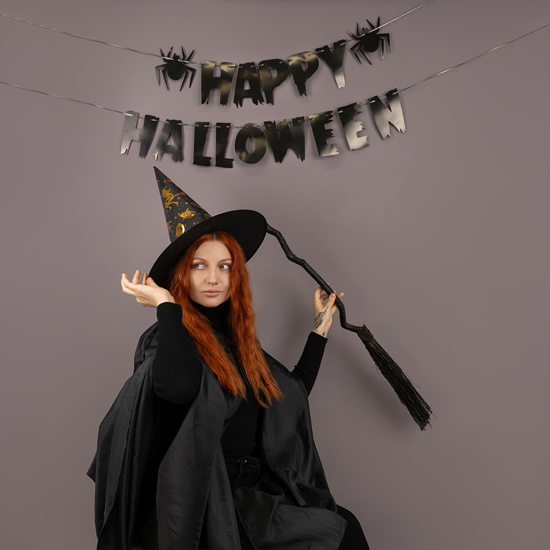 Гирлянда Happy Halloween, Пауки, Черный, 500 см, 17 см, 1 упак.