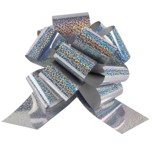 Бант Шар, Серебро, Голография, 21 см, 1 шт. в упак. 