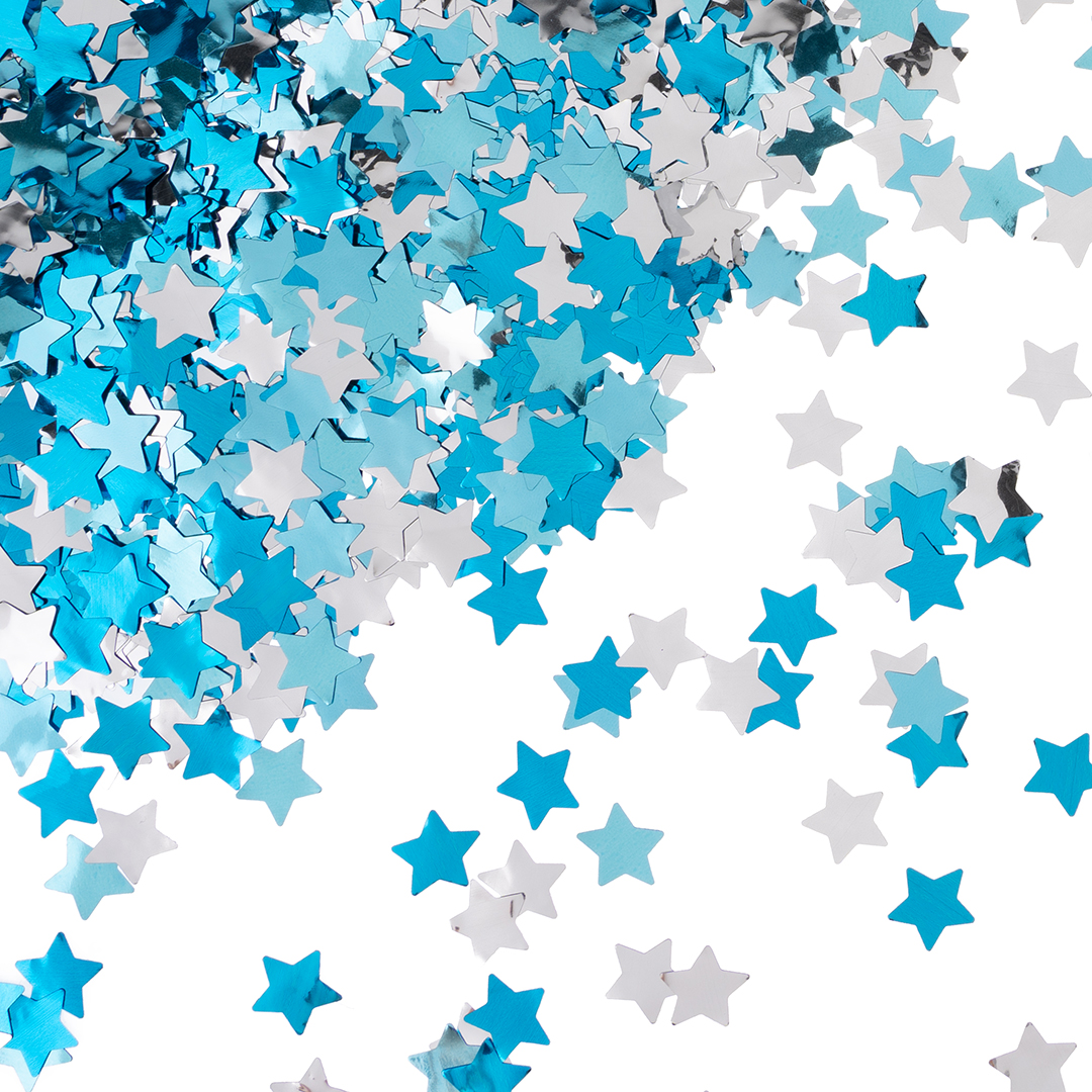 Конфетти фольга Звезда, Голубой микс, Металлик, 1,5 см, 50 г.