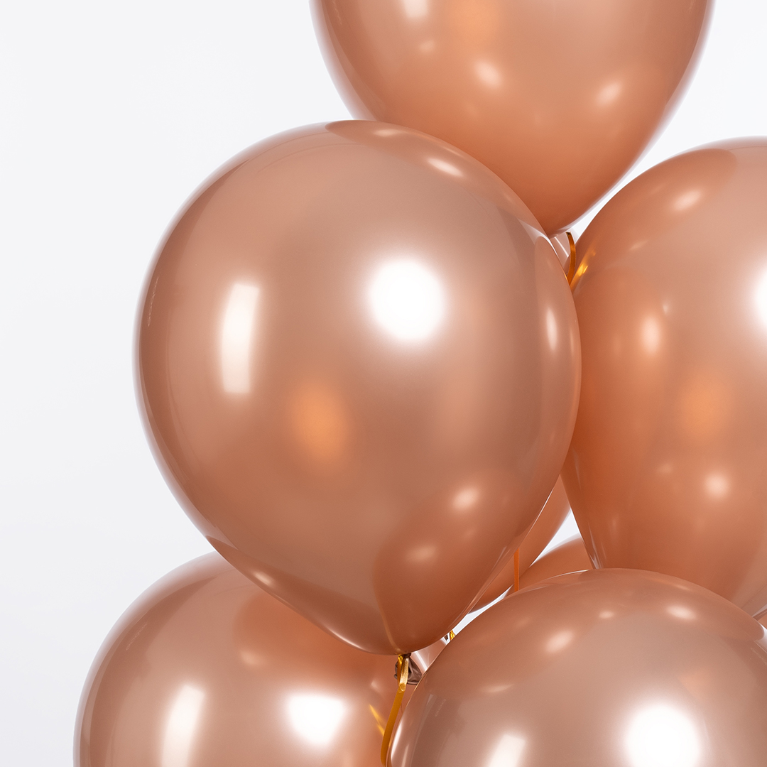 Шар (12''/30 см), Ретро, Розовое Золото, хром, 50 шт.