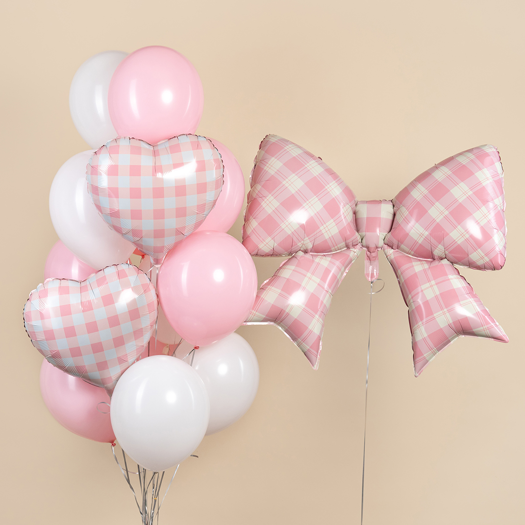 Шар (18''/46 см) Сердце, Клеточки, Розовый, 1 шт.