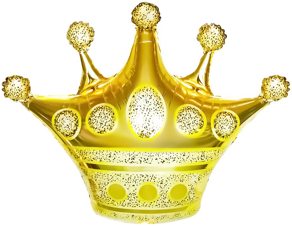 Шар с клапаном (14''/36 см) Мини-фигура, Корона, Золото, 5 шт. в уп.