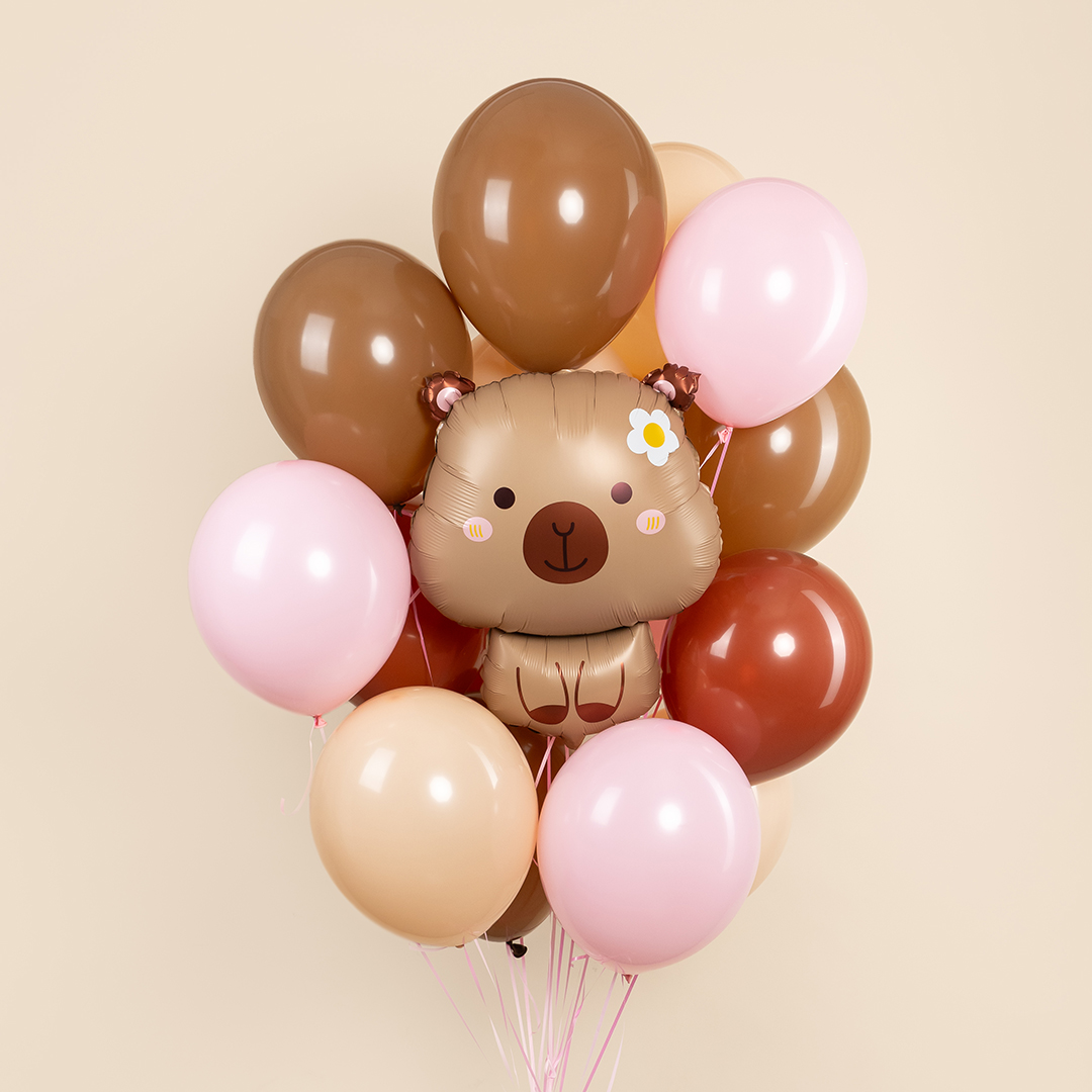 Шар (28''/71 см) Фигура, Капибара с ромашкой, Сатин, 1 шт. в уп.