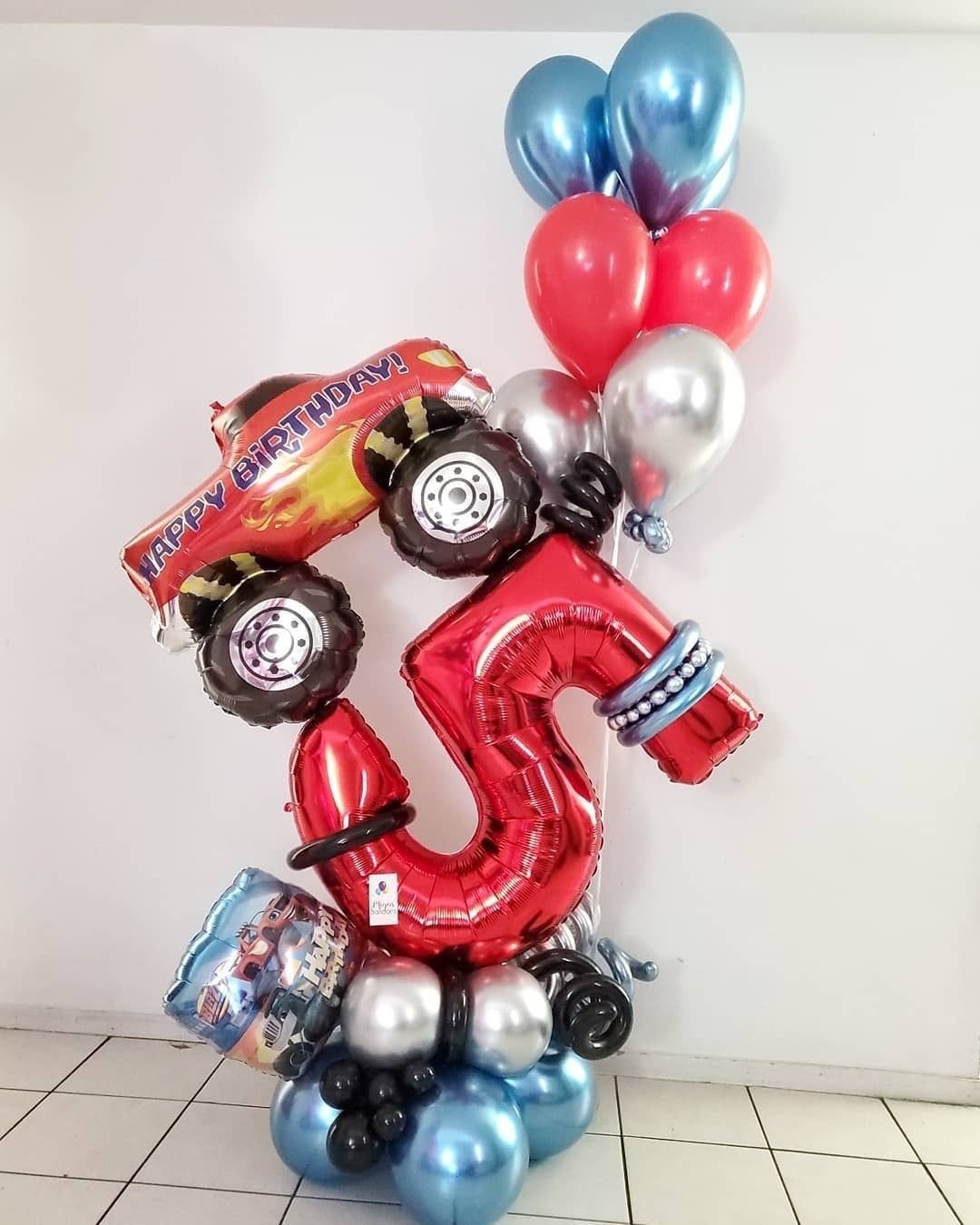 Шар (40''/102 см) Цифра, 5, Красный, 1 шт.