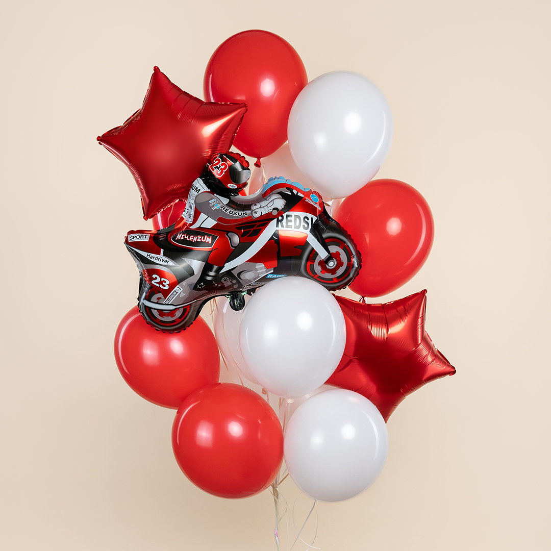Шар (26''/66 см) Фигура, Мотоцикл, Красный, 1 шт. в уп.