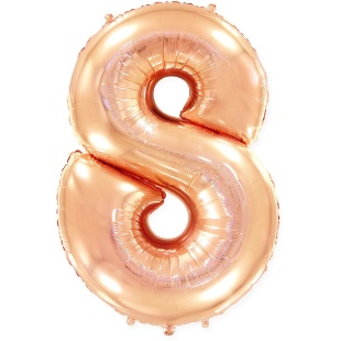 Шар (40''/102 см) Цифра, 8, Розовое Золото, 1 шт. в уп.