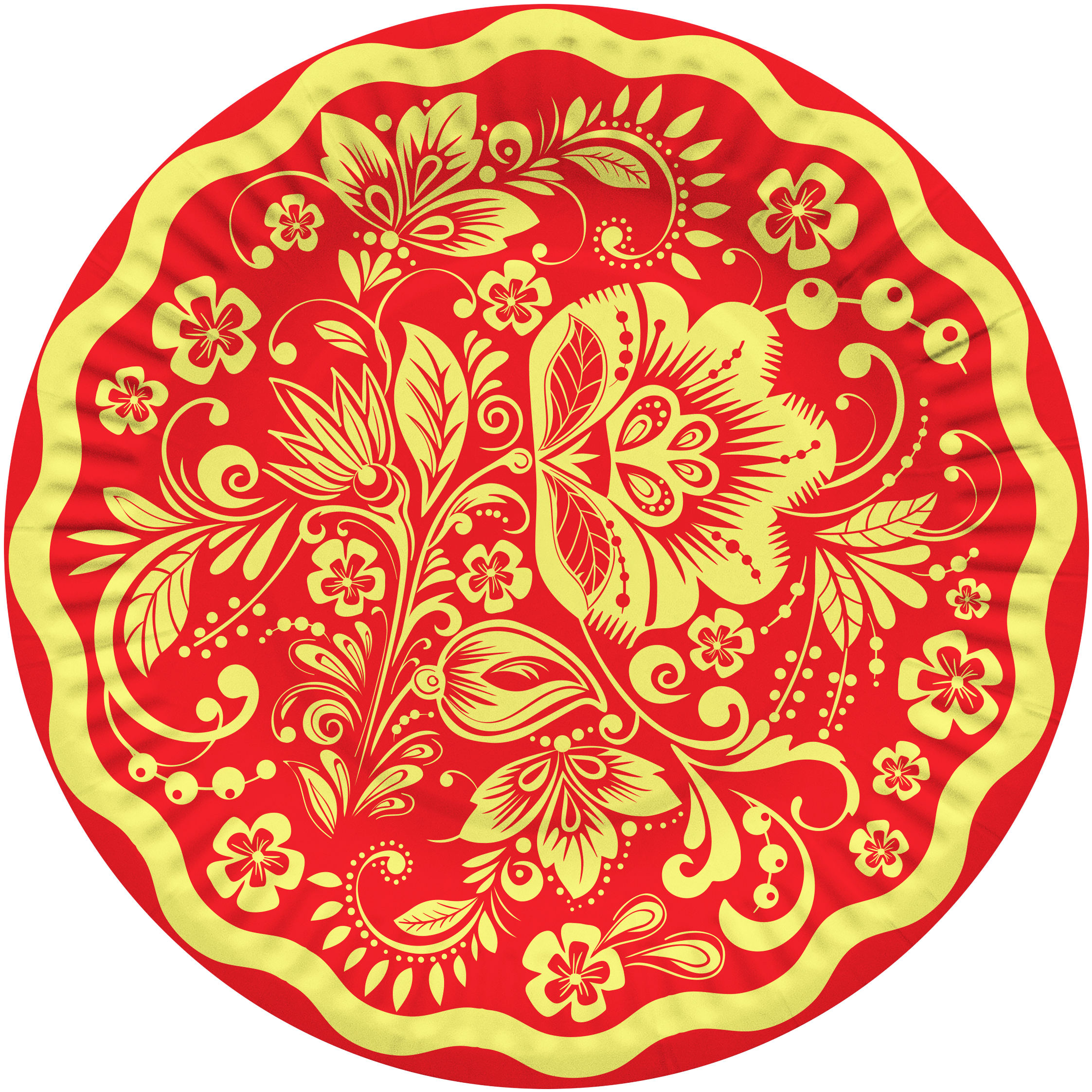 Тарелки (7''/18 см) Золотая роспись, Красный, 6 шт.