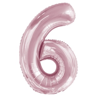 Шар (34''/86 см) Цифра, 6 Slim, Светло-розовый, 1 шт. в уп.