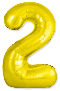 Шар (40''/102 см) Цифра, 2 Slim, Золото, 1 шт. в уп.