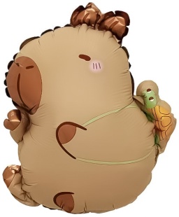 Шар с клапаном (15''/38 см) Мини-фигура, Капибара с черепашкой, 1 шт.