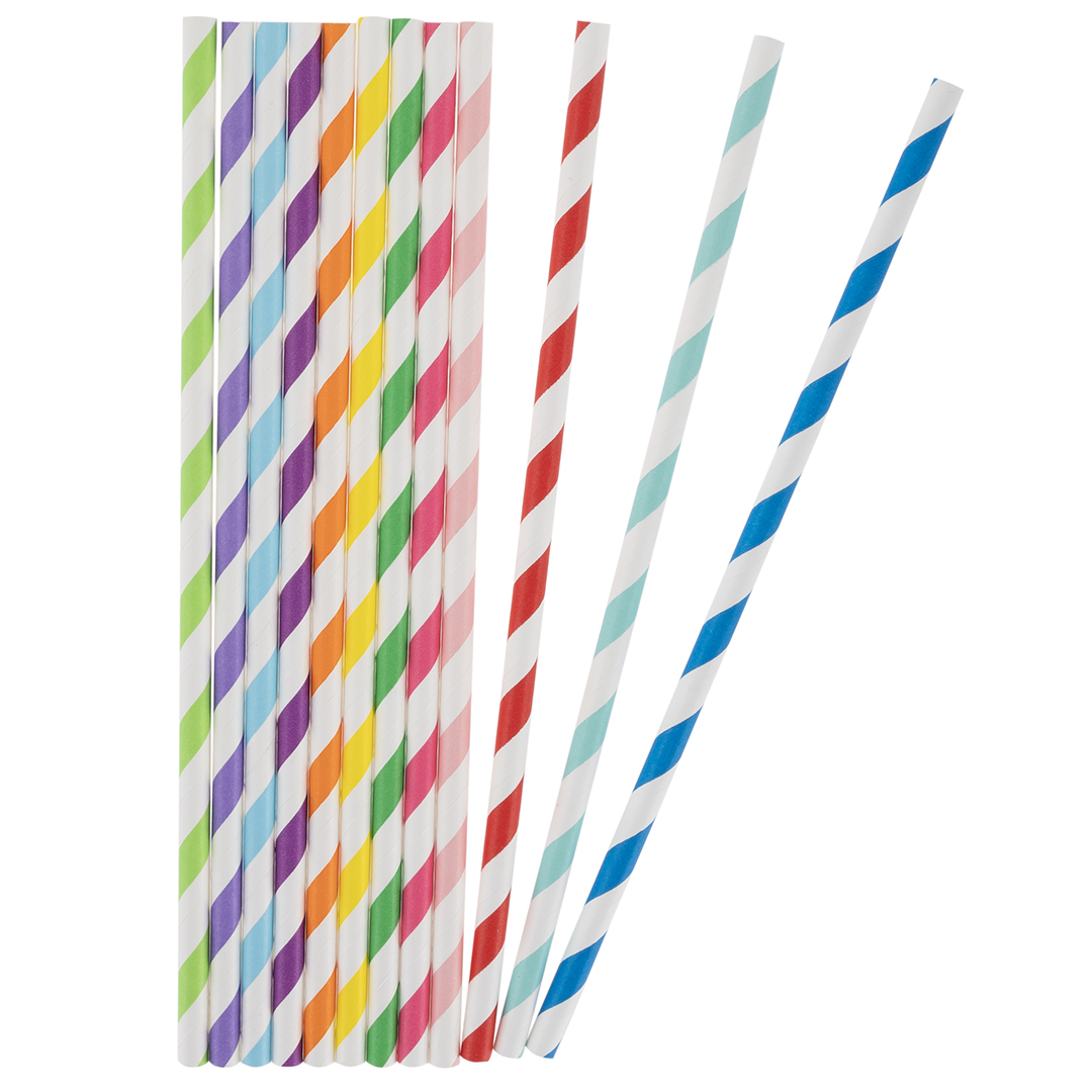 Трубочки для коктейлей, Полосы Микс, Ассорти, 12 шт. в упак. 