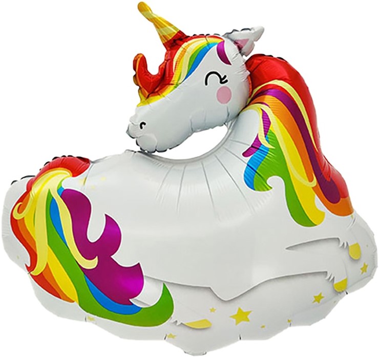 Шар (32''/81 см) Фигура, Единорог на облаке, 1 шт.