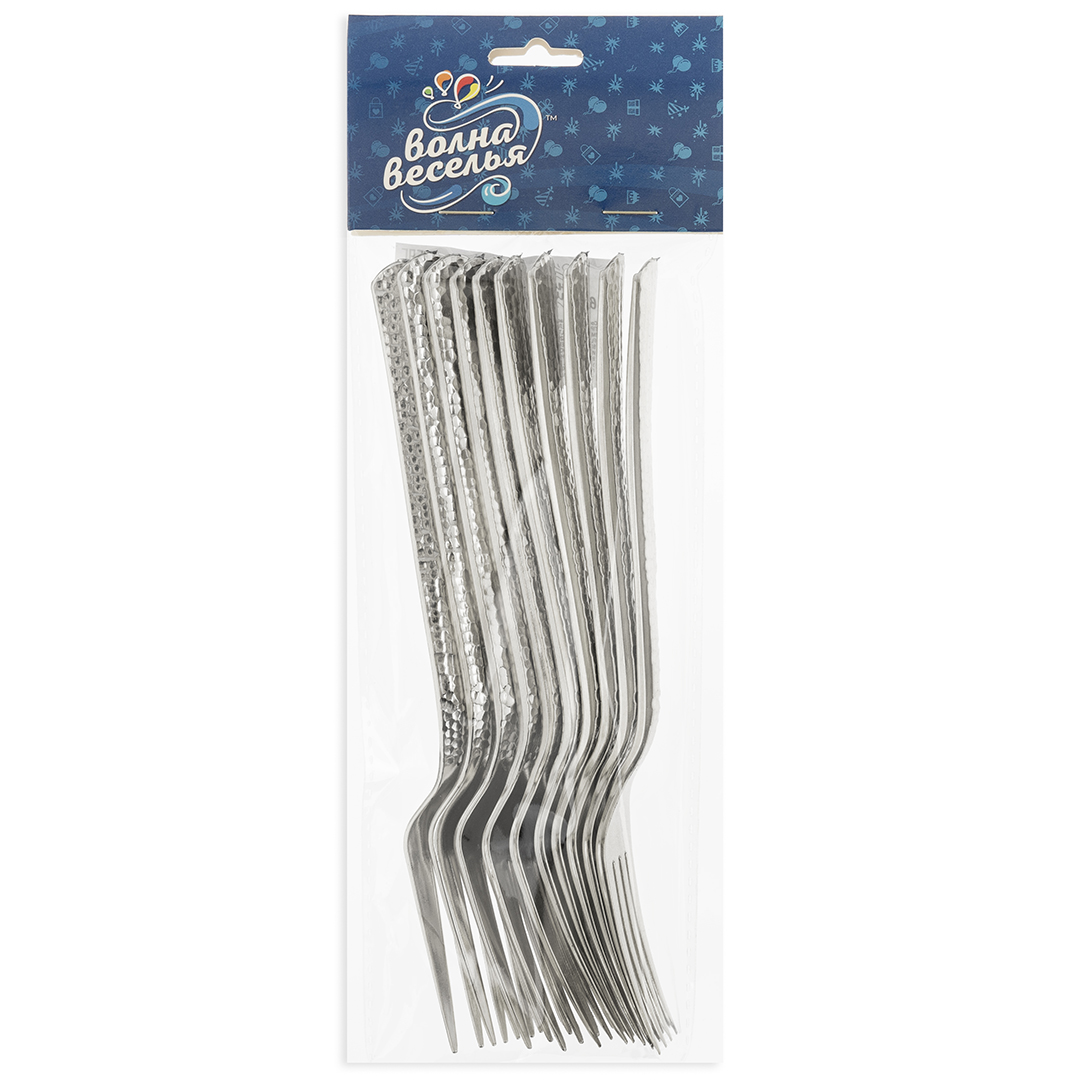 Вилки, Арт Деко, Серебро, Металлик, 18,5 см, 10 шт. в упак. 