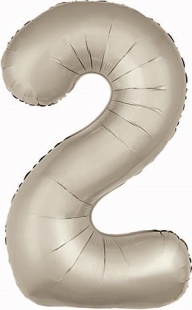Шар (40''/102 см) Цифра, 2 Slim, Мистик, Кремовый, Сатин, 1 шт. в уп.