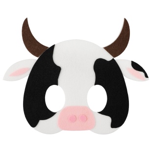 Маска карнавальная, из фетра, Корова, Черный/Белый, 20*16 см, 1 шт. 