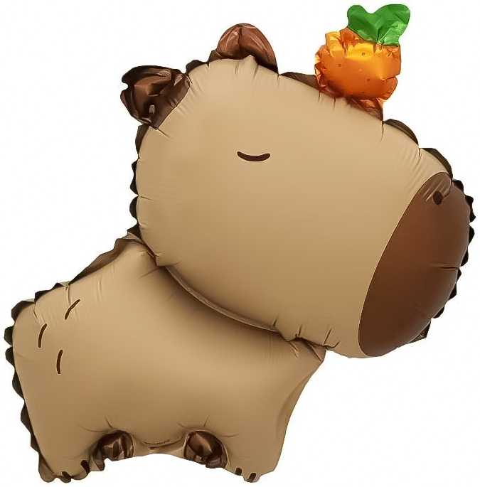 Шар с клапаном (15''/38 см) Мини-фигура, Капибара с мандаринкой, 1 шт.