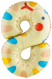 Шар (40''/102 см) Цифра, 8 Зверята, Змея, 1 шт. в уп.