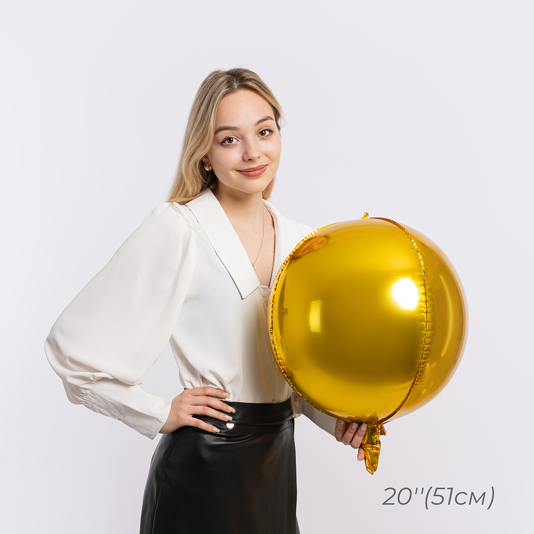 Шар 3D (20''/51 см) Сфера, Золото, 1 шт.