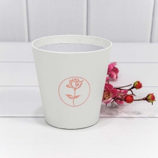 Коробка для цветов, Ваза, Тиснение Цветок, Белый, 10,7*10,6 см, 1 шт. 