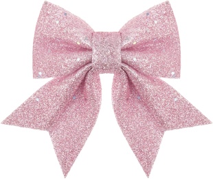 Декоративный бант Праздничный, Розовый, с блестками, 12*15 см, 2 шт. в упак. 