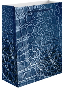 Пакет подарочный, 210гр, Кожа крокодила, Синий, Металлик, 15*12*7 см, 1 шт.