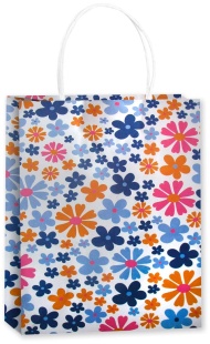 Пакет подарочный, Крафт 120гр, Цветочный орнамент, Дизайн №1, 25,5*18,5*9,5 см, 1 шт.