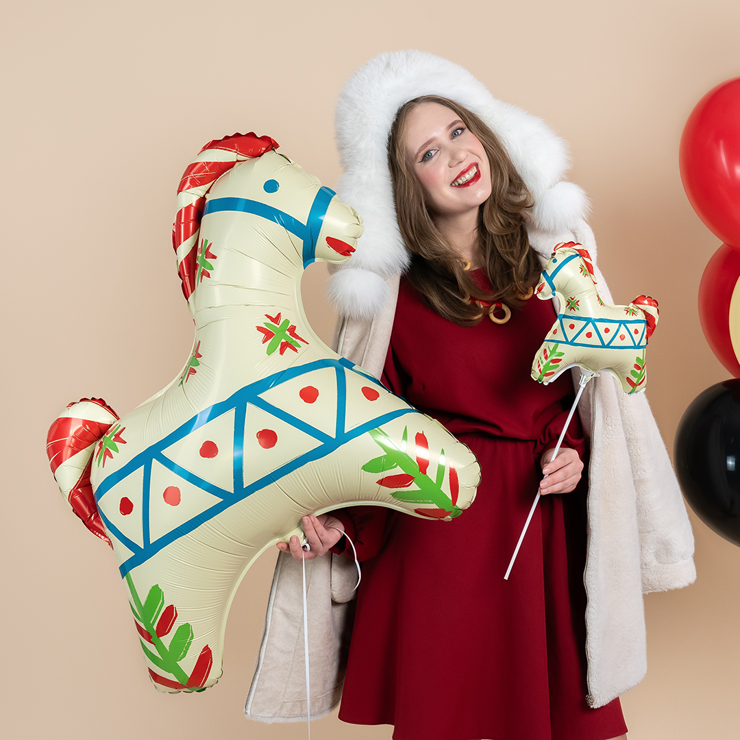 Шар (32''/81 см) Фигура, Лошадка Русский узор, 1 шт. в уп.