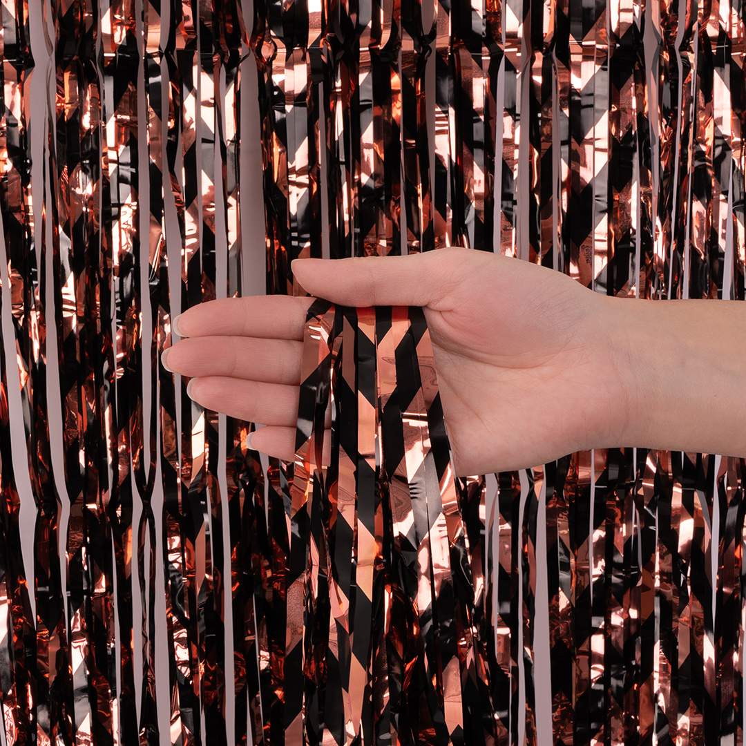 Занавес Дождик Зигзаги, Розовое Золото, Металлик, 100*200 см, 1 шт.