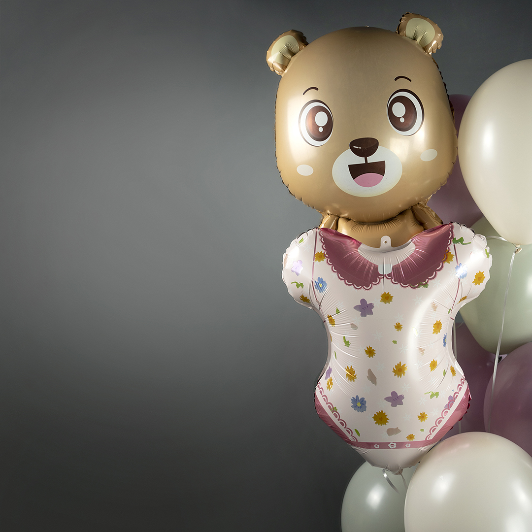 Шар (24''/61 см) Фигура, Боди для малышки девочки, 1 шт.