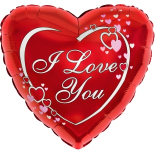 Шар (9''/23 см) Мини-сердце, Я Люблю Тебя (парящие сердца), Красный, 1 шт.