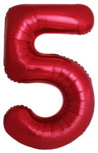 Шар (40''/102 см) Цифра, 5 Slim, Красный, Металлик, 1 шт. в уп.