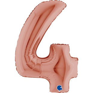 Шар (40''/102 см) Цифра, 4, Розовое Золото, 1 шт.