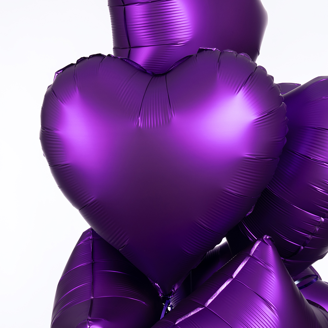 Шар (18''/46 см) Сердце, Фиолетовый, Сатин, 1 шт.