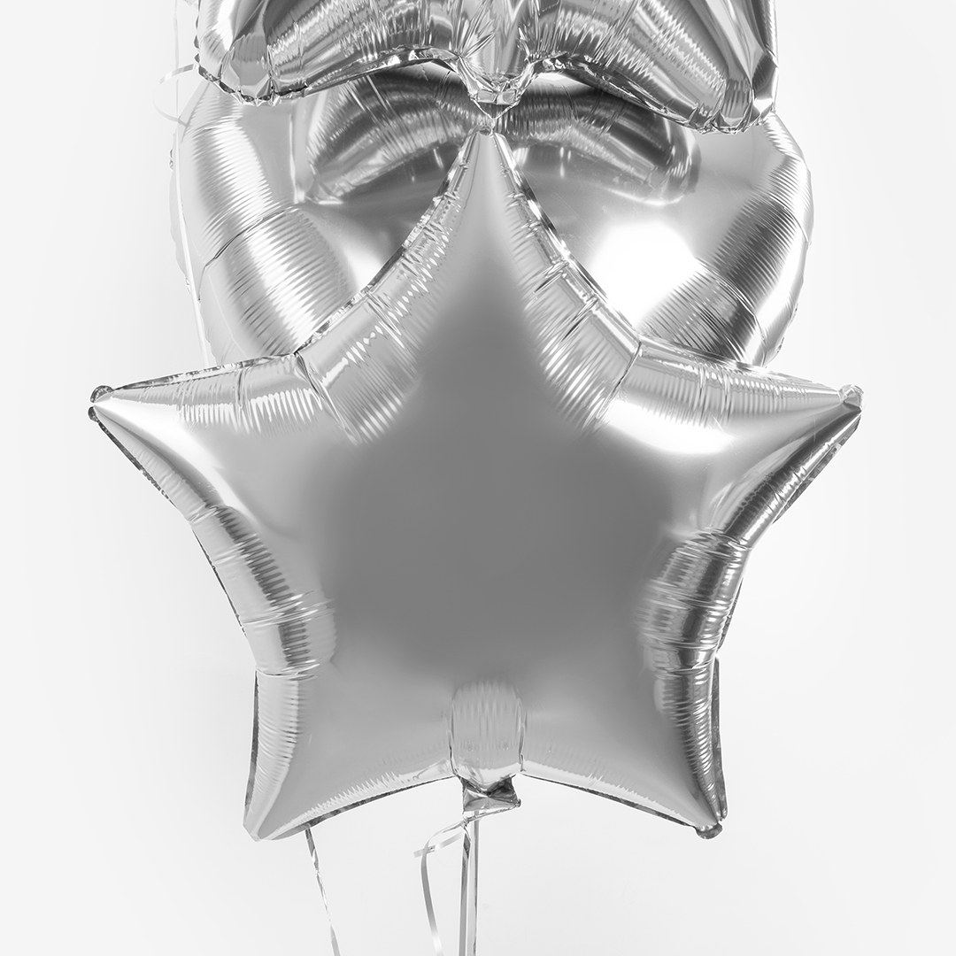 Шар (24''/61 см) Звезда, Серебро, Металлик, 1 шт.