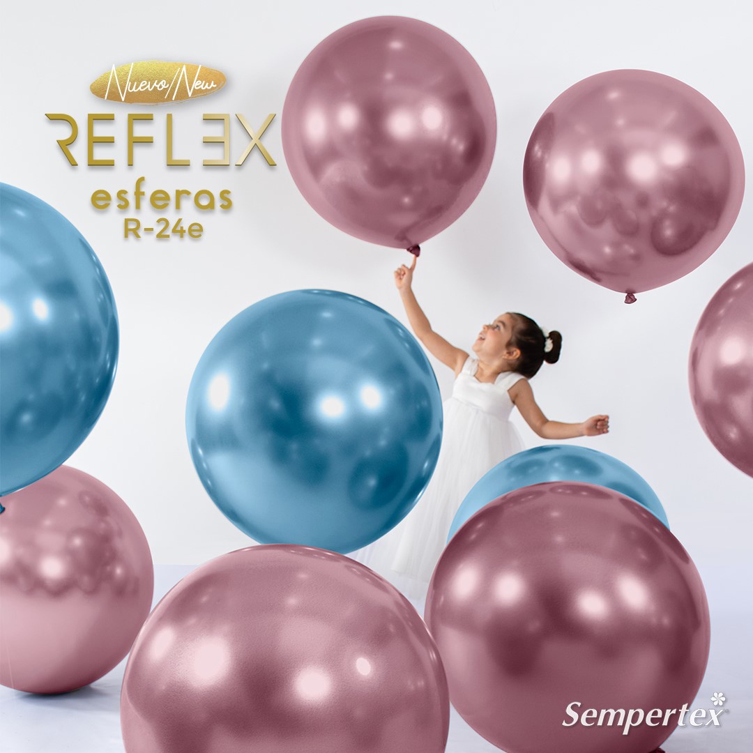 Шар (24''/61 см) Reflex, Зеркальный блеск, Розовый (909), хром, 3 шт.