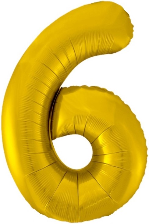 Шар (34''/86 см) Цифра, 6, Золото, 1 шт. в уп.