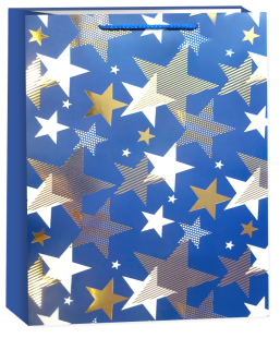 Пакет подарочный, 210гр, Мириады звезд, Синий, Металлик, 32*26*10 см, 1 шт.