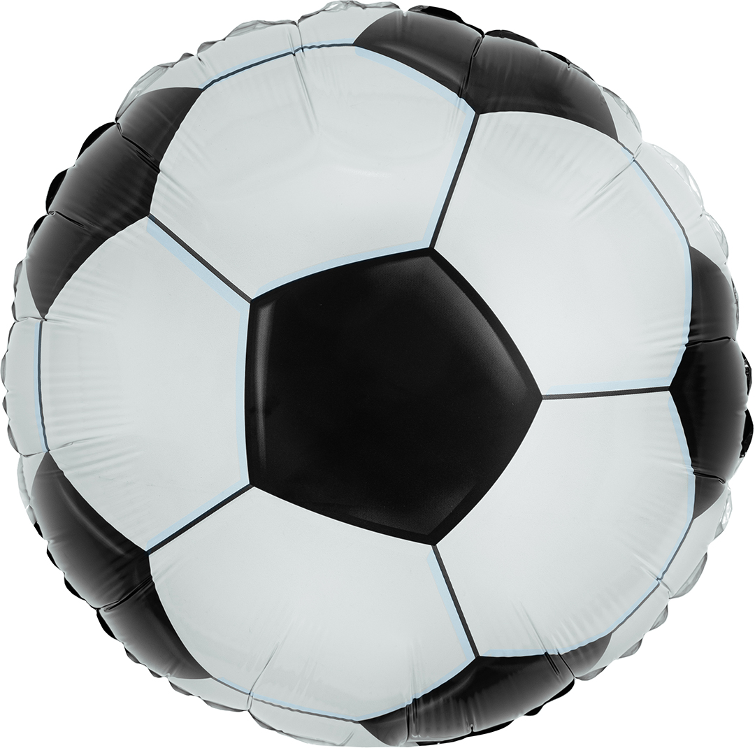 Шар (18''/46 см) Круг, Футбольный мяч, Черный, 1 шт.