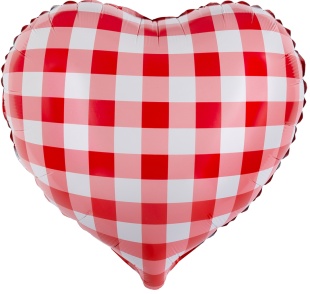 Шар (18''/46 см) Сердце, Клетка Виши, Красный, 1 шт.