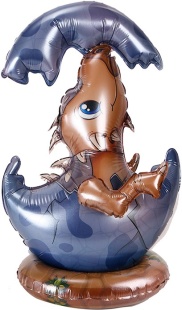 Шар 3D (22''/56 см) Фигура на подставке, Динозаврик в яйце, Коричневый, 1 шт. в уп.