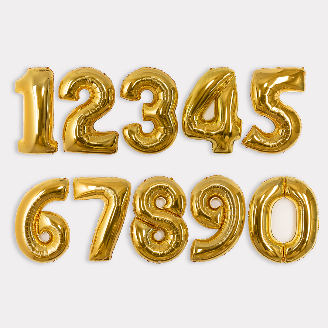 Шар (40''/102 см) Цифра, 0, Золото, 1 шт.
