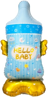 Шар 3D (61''/155 см) Фигура на подставке, Бутылочка для малыша, Голубой, 1 шт. в уп.